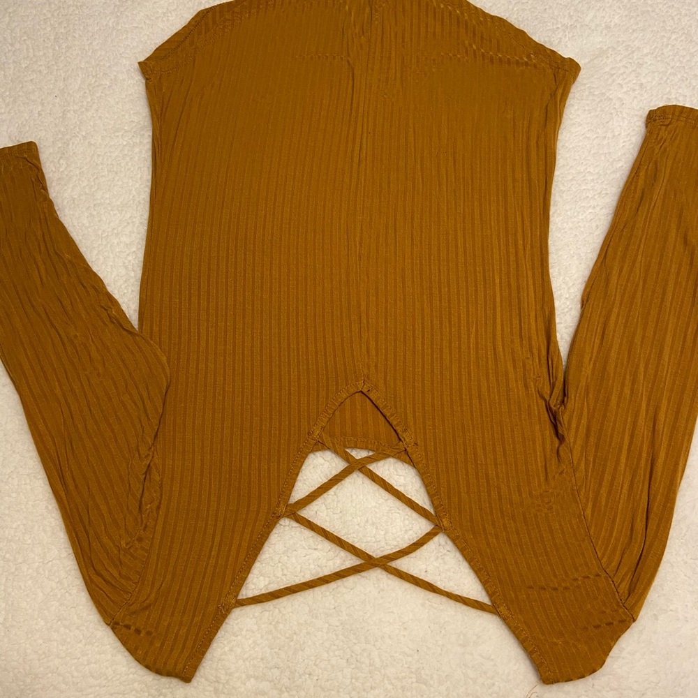 Mustard Open Back Ambiance Blouse